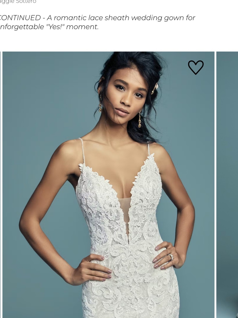 Maggie Sottero Tuscany Lynette White Lace Mermaid Dress with Plunging V-Neck - Picture 3 of 5